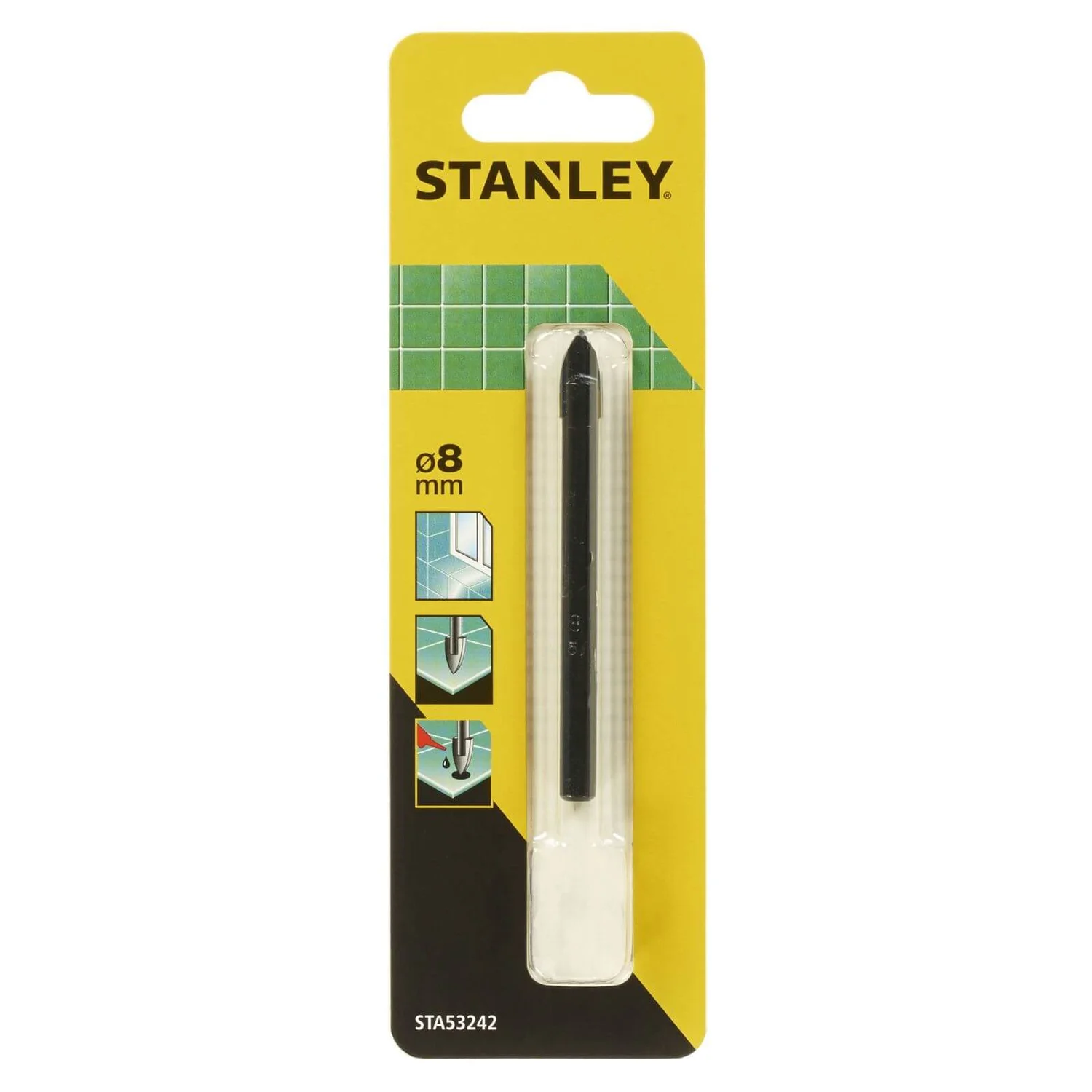 Stanley Drill Bit Tile & Glass 8mm - STA53242-QZ 3 Stanley Drill Bit Tile & Glass 8mm - STA53242-QZ