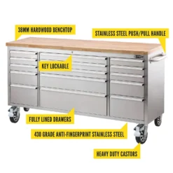 Ultimate Storage 72 Inch Tool Storage Trolley 15 Drawers -Silverlife Store 12816332 9614853915742921