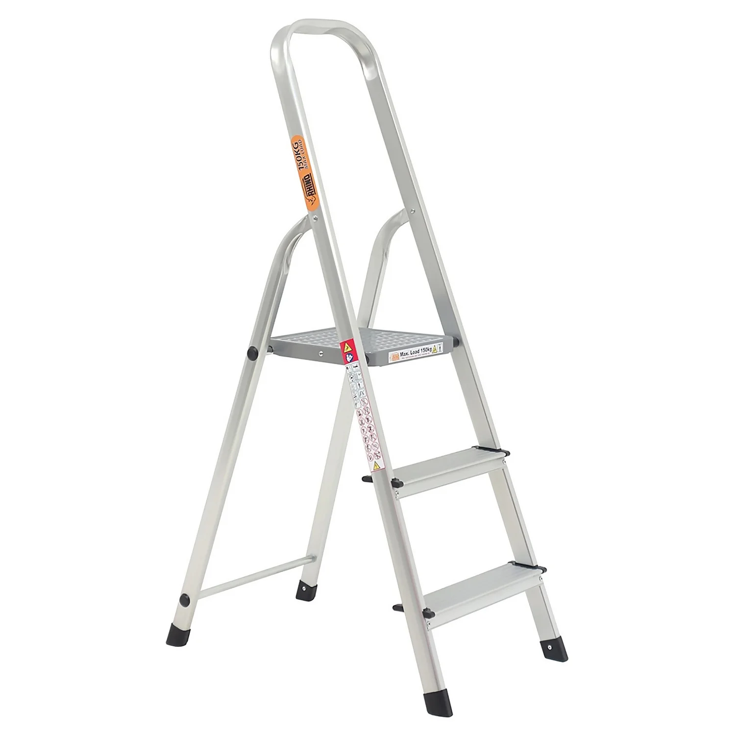 Rhino Lightweight Aluminium Step Ladder - 3 Tread 3 Rhino Lightweight Aluminium Step Ladder - 3 Tread