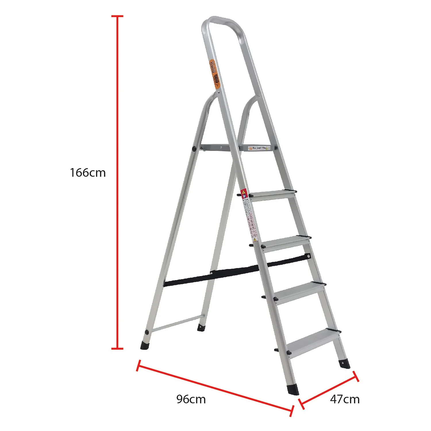 Rhino Lightweight Aluminium Step Ladder - 5 Tread 4 Rhino Lightweight Aluminium Step Ladder - 5 Tread - Image 2