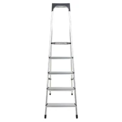 Rhino Lightweight Aluminium Step Ladder With Tool Tray - 5 Tread -Silverlife Store 12889761 1884860593485641