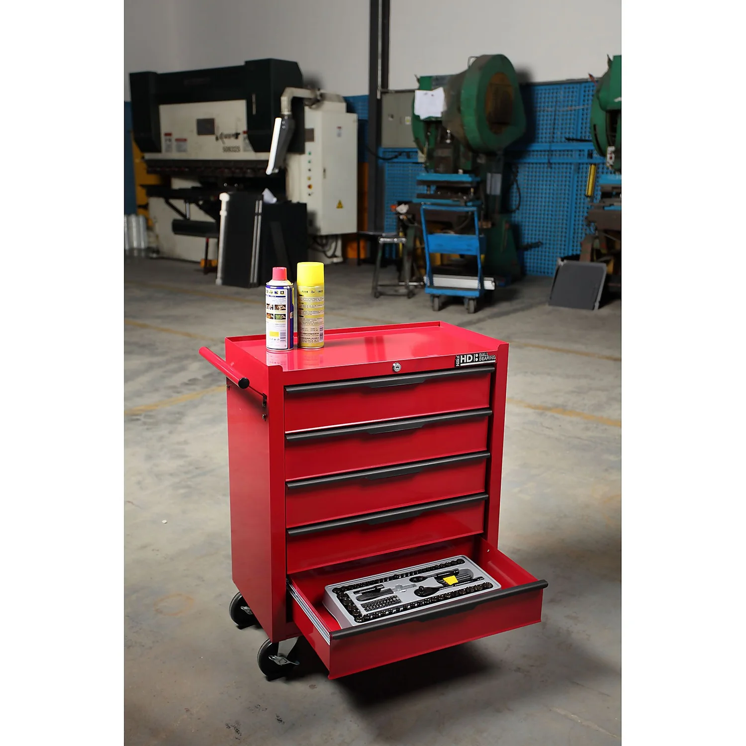 Hilka Heavy Duty 5 Drawer Tool Storage Trolley With Ball Bearing Slides 8 Hilka Heavy Duty 5 Drawer Tool Storage Trolley With Ball Bearing Slides - Image 6