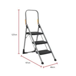 Rhino 3 Tread Professional Stair Ladder With High Handrail -Silverlife Store 12940830 1904917459393543