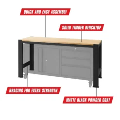 Pinnacle XL Timber Top Workbench 900 X 1800 X 600mm -Silverlife Store 13506806 2074971343522002