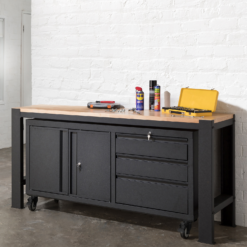 Pinnacle Matte Black Mobile Garage Storage Trolley And Heavy Duty Garage Workbench -Silverlife Store 13807308 1674965593720784