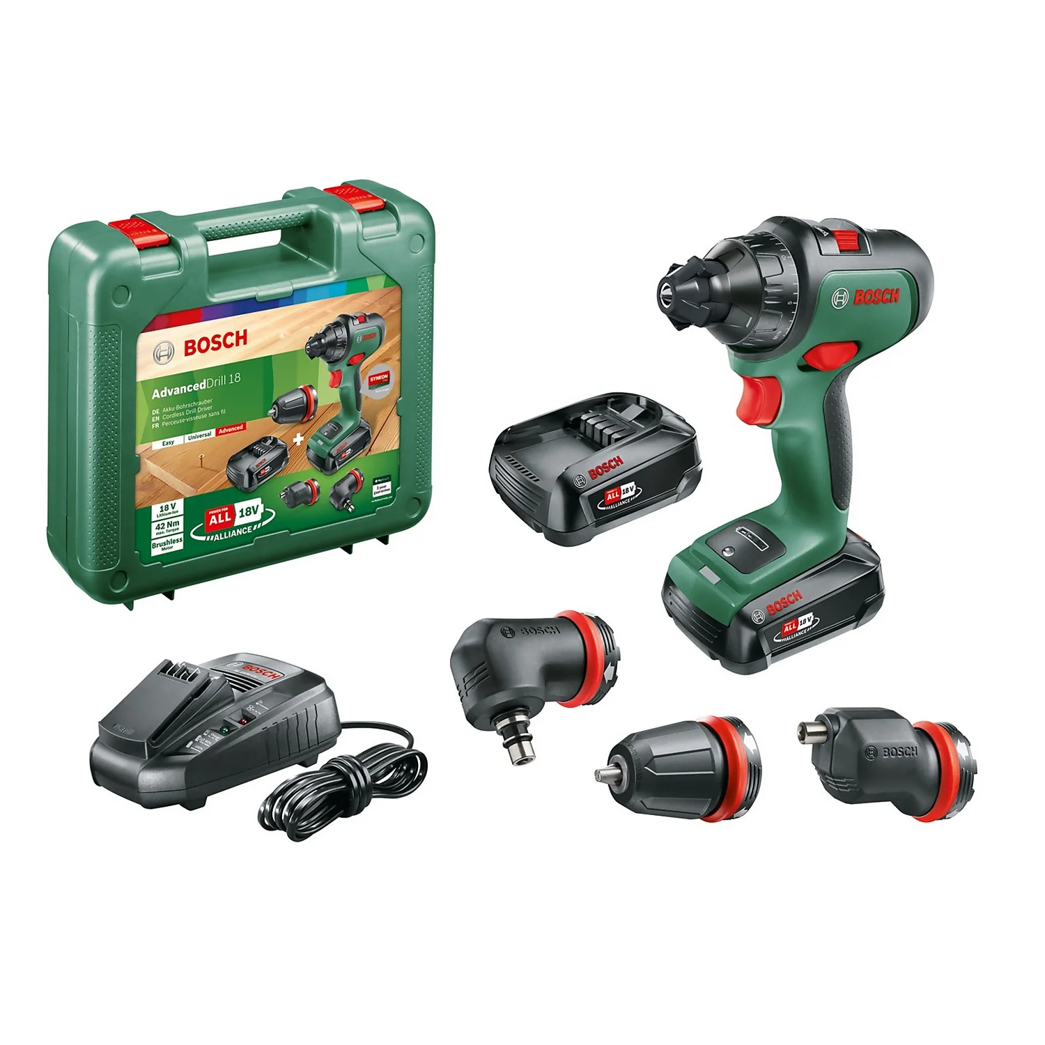 Bosch AdvancedDrill 18 With 2 X 2.5 Ah Batteries, Charger & 3 Attachment Set 4 Bosch AdvancedDrill 18 With 2 X 2.5 Ah Batteries, Charger & 3 Attachment Set - Image 2