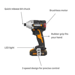 Worx WX261 20v Cordless Brushless Impact Driver With X2 2.0Ah Batteries 12 Worx WX261 20v Cordless Brushless Impact Driver With X2 2.0Ah Batteries -Silverlife Store 14229057 1305019849203688
