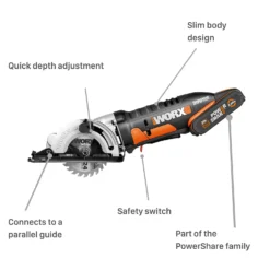 Worx WX527 20v 2.0Ah Worxsaw Cordless Compact Circular Saw -Silverlife Store 14229058 1935019849321297