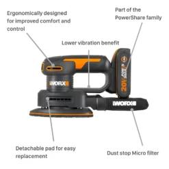 Worx WX822 20v 2.0Ah Cordless Detail Sander -Silverlife Store 14229063 6795019849569970
